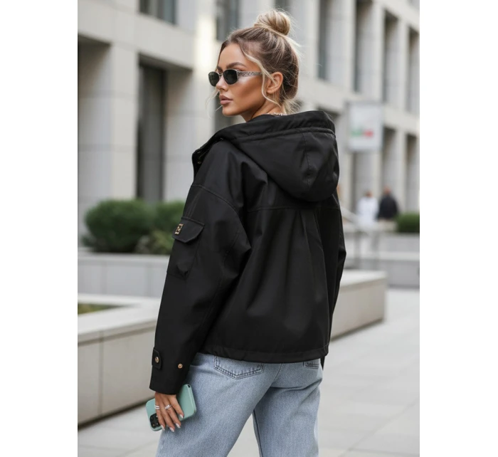 Kurtka przejściowa damska z kapturem i czarna model 22035960 - FashionStreet