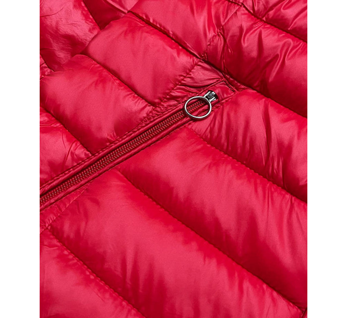 Červená oboustranná dámská prošívaná bunda (B9775-4)