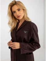 Tmavě hnědý tenký dámský kabát sako model 20840809 - Factory Price Tmavě hnědý tenký dámský kabát sako model 20840809 - Factory Price