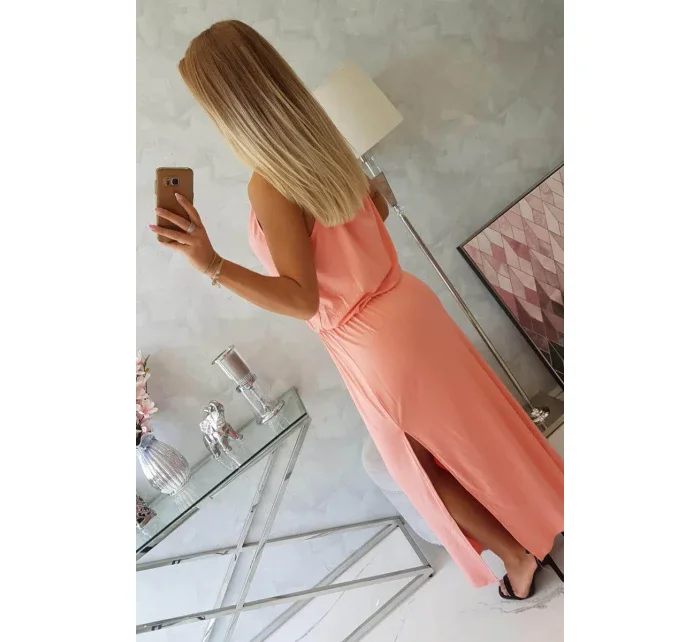 Boho šaty se štrůdlem losos