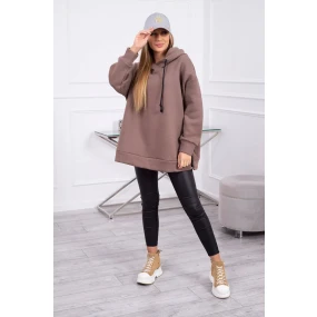 Zateplená mikina se zipem na boku mocca