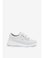 Dámské Kožené Sportovní Boty model 21686730 Bílé - VINCEZA