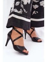 Módní Sandály Na Podpatku Černé model 21691866 - SERGIO LEONE