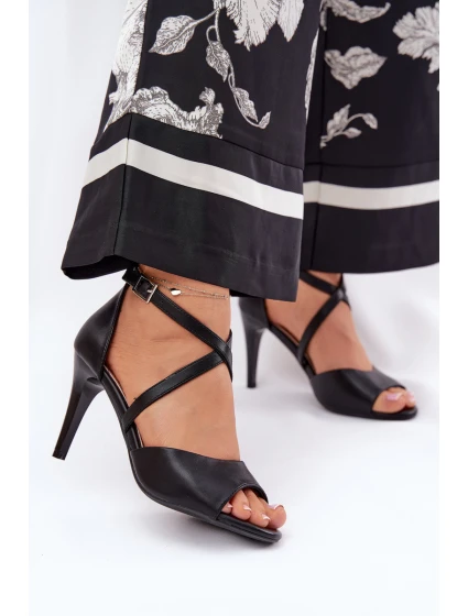 Módní Sandály Na Podpatku Černé model 21691866 - SERGIO LEONE