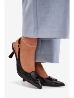Dámské sandály na podpatku s ozdobným detailem Černé model 22027906 - Boto Dámské sandály na podpatku s ozdobným detailem Černé model 22027906 - Boto
