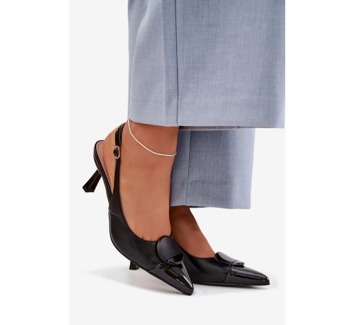 Dámské sandály na podpatku s ozdobným detailem Černé model 22027906 - Boto Dámské sandály na podpatku s ozdobným detailem Černé model 22027906 - Boto