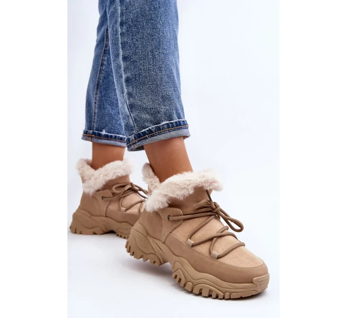 Dámské traperské boty s kožíškem, béžová Cresandi Dámské traperské boty s kožíškem, béžová Cresandi