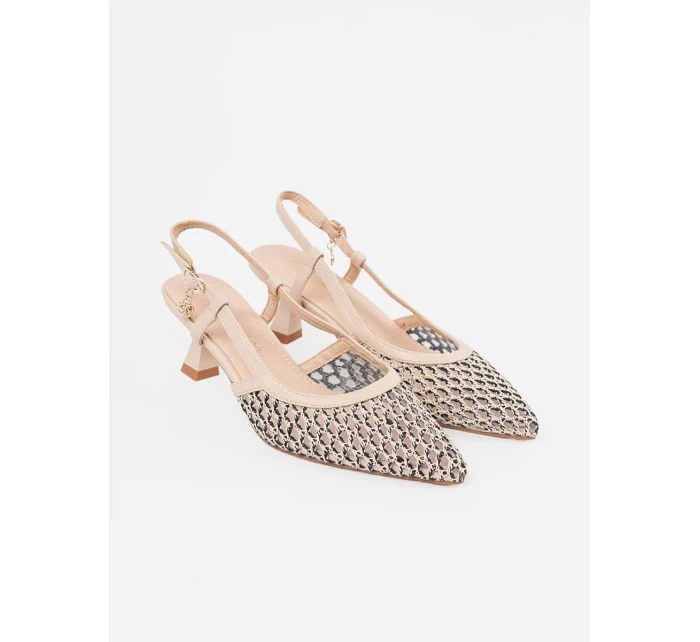 Výborné dámské lodičky Jasnobeżowy na širokém podpatku Výborné dámské lodičky Jasnobeżowy na širokém podpatku