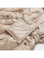 Béžová péřová bunda se stojáčkem a kapucí model 21244382 - Ann Gissy