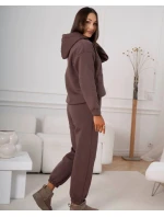 Bavlněná hrubší dámská tepláková souprava v čokoládové barvě (82143)
