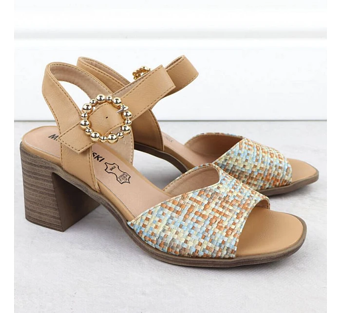 Dámské pletené béžové sandály na jehlovém podpatku M.Daszynski MR24125-4