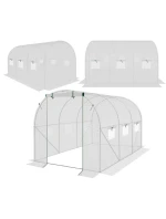 SKLENÍK ZAHRADNÍ TUNEL 200X300X200CM PE KONSTRUKCE BÍLÁ OCEL
