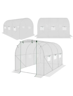 SKLENÍK ZAHRADNÍ TUNEL 200X300X200CM PE KONSTRUKCE BÍLÁ OCEL