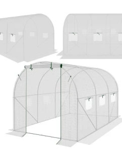 SKLENÍK ZAHRADNÍ TUNEL 200X300X200CM PE KONSTRUKCE BÍLÁ OCEL