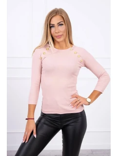 Halenka s ozdobnými knoflíky tmavě pudrově růžová