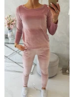 Velurová souprava se záhybem vzadu tmavě pudrově růžová