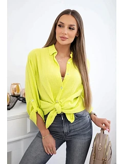 Bavlněná mušelínová košile kiwi