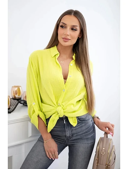 Bavlněná mušelínová košile kiwi