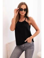 Dámská bavlněná tílko s uvázáním u krku černá