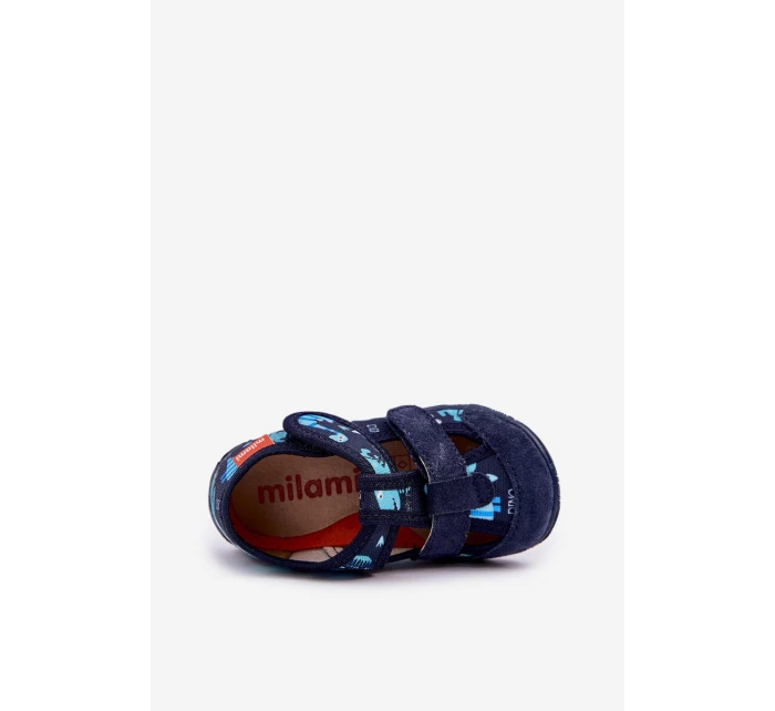 Pantofle Dětské Na Suchý Zip S  Modré model 21682771 - Milami