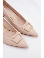 Lodičky Na Podpatku S Přezkou Béžové model 21704550 - Boto