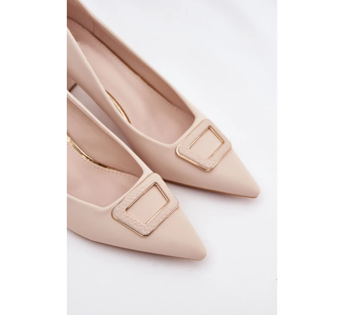 Lodičky Na Podpatku S Přezkou Béžové model 21704550 - Boto