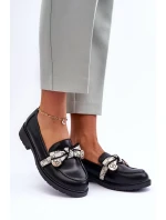 Kožené Dámské Polobotky Mokasíny Černé SBarski HY330