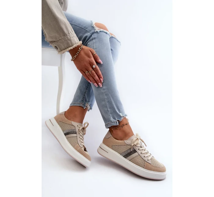 Dámské kožené tenisky D&A béžové Dámské kožené tenisky D&A béžové