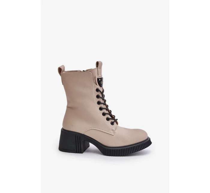 Zateplené Dámské Kotníkové Boty z Přírodní Kůže Vinceza Béžové