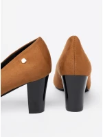 Módní  lodičky Karmelowy dámské na širokém podpatku