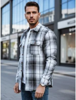 Pánská černobílá kostkovaná flanelová košile FashionStreet DX2677