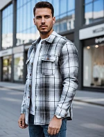 Pánská černobílá kostkovaná flanelová košile FashionStreet DX2677