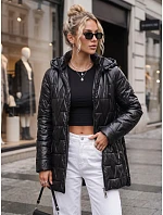 Dámská prošívaná bunda s odnímatelnou kapucí, černá, FashionStreet TY5795 Dámská prošívaná bunda s odnímatelnou kapucí, černá, FashionStreet TY5795