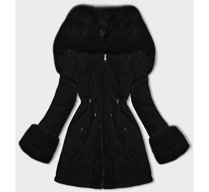 Černá dámská prošívaná zimní bunda s kožešinovou podšívkou Ann Gissy (AG1-3091)