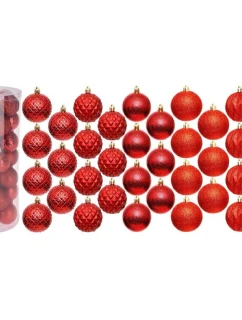 DEKORATIVNÍ PLASTOVÁ CETKA 6CM SADA 35 KS ČERVENÁ