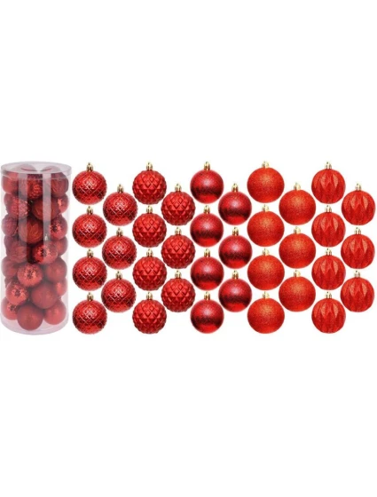 DEKORATIVNÍ PLASTOVÁ CETKA 6CM SADA 35 KS ČERVENÁ