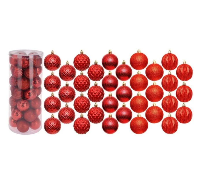 DEKORATIVNÍ PLASTOVÁ CETKA 6CM SADA 35 KS ČERVENÁ