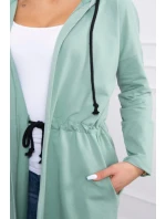 Tmavě mátový plášť s dlouhými zády