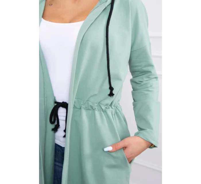 Tmavě mátový plášť s dlouhými zády