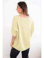 Dámská bavlněná pruhovaná halenka s krátkým rukávem žlutá