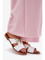 Kožené Dámské Pantofle Na Plochém Podpatku Bílé model 21692923 - Zazoo