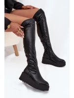 Dámské Kozačky Kolena Na Platformě A S Černé model 21707030 - Boto Dámské Kozačky Kolena Na Platformě A S Černé model 21707030 - Boto