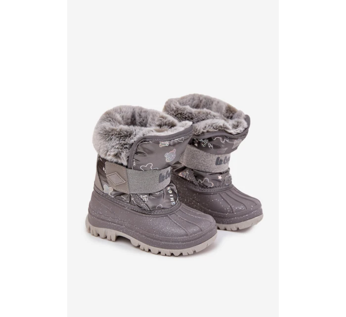 Dětské zimní boty s kožešinou na suchý zip model 21728513 šedé - Lee Cooper