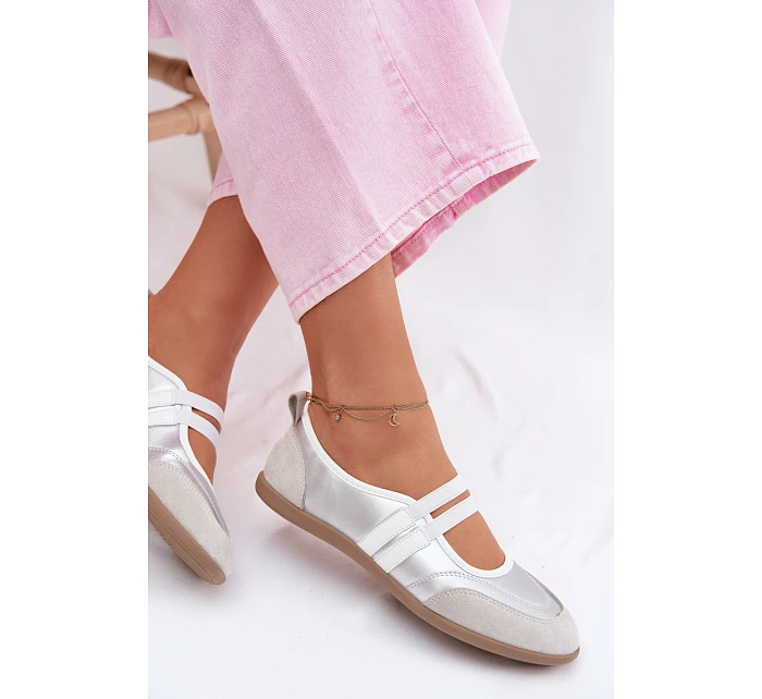 Sportové baleríny s elastickými pásky stříbrné Donatella