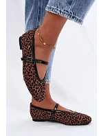 Baleríny s páskem imitace semiše leopard Camoria