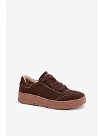Semišové tenisky s šněrováním hnědé model 22355634 - Kobbo Semišové tenisky s šněrováním hnědé model 22355634 - Kobbo