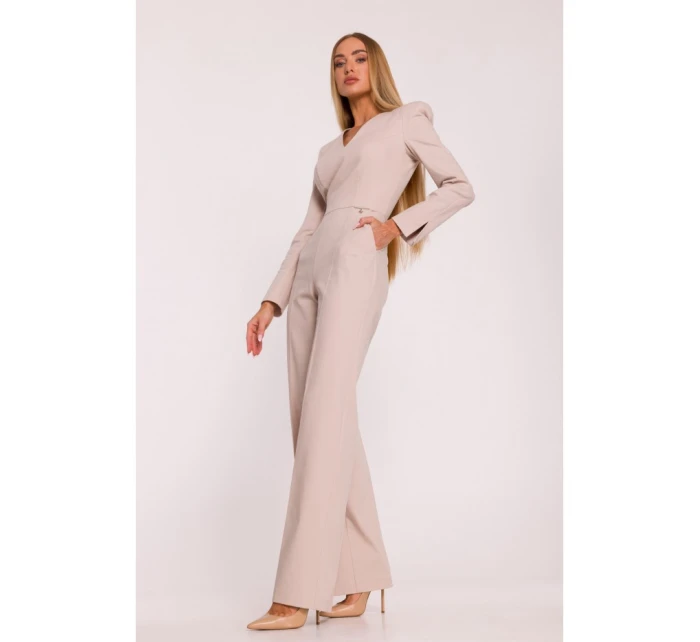 M883 Kombinéza džínového vzhledu - béžová