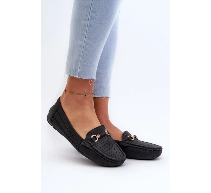 Dámské prolamované mokasíny s ozdobou, Black Kaydance Dámské prolamované mokasíny s ozdobou, Black Kaydance