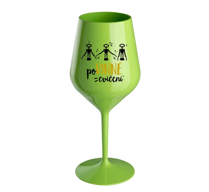 POVINNÉ CVIČENÍ - zelená nerozbitná sklenice na víno 470 ml