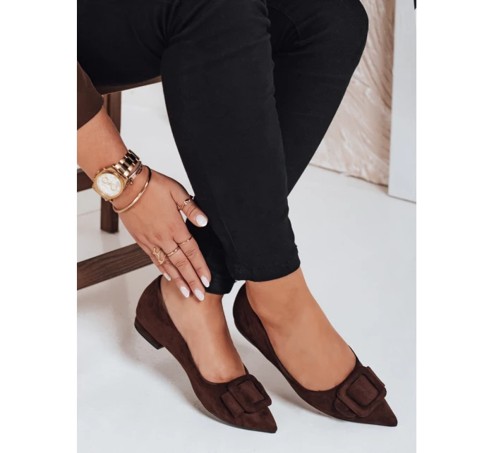 Dámské semišové hnědé baleríny Dstreet model 21992104 - FashionStreet